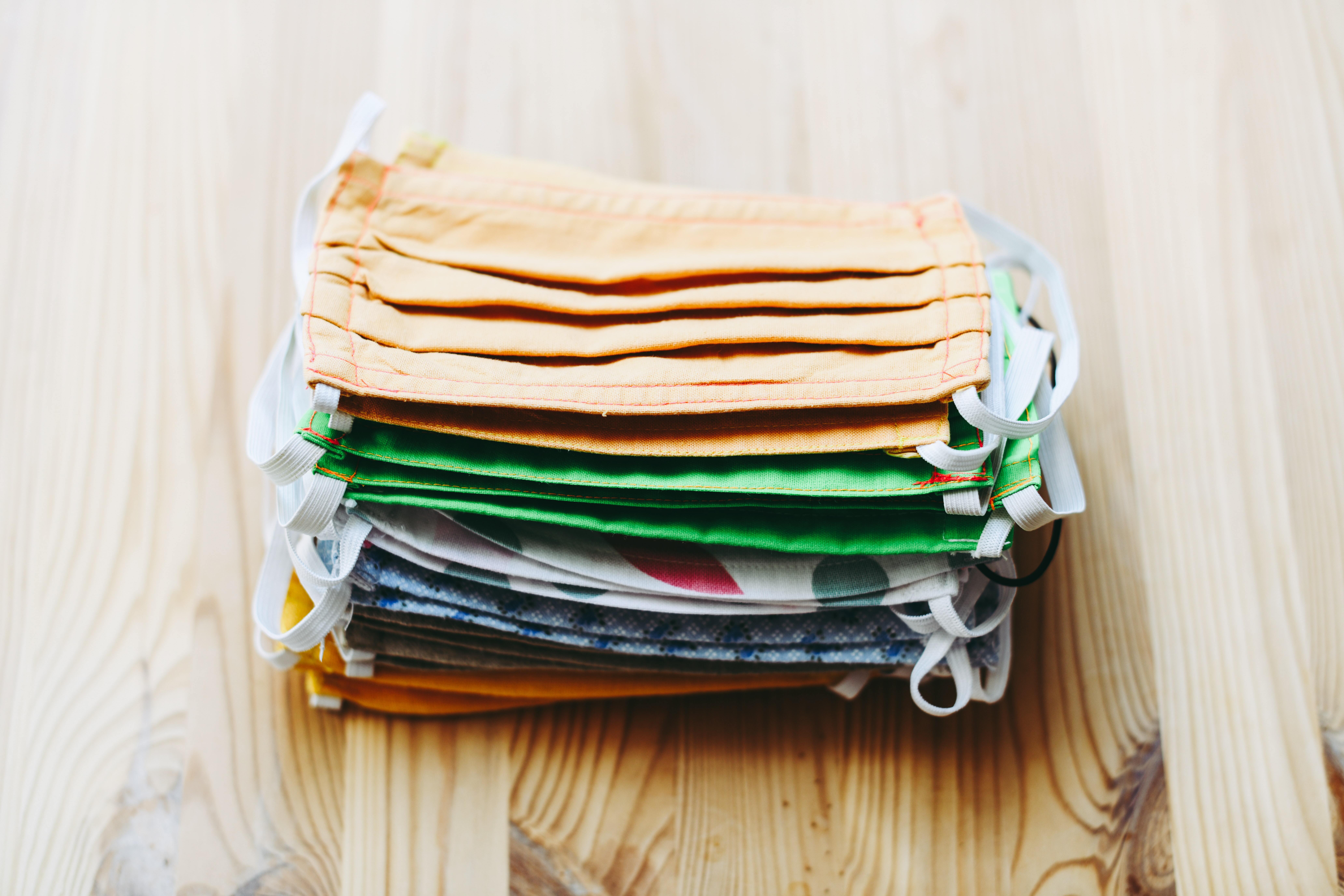 pile of cotton facemasks