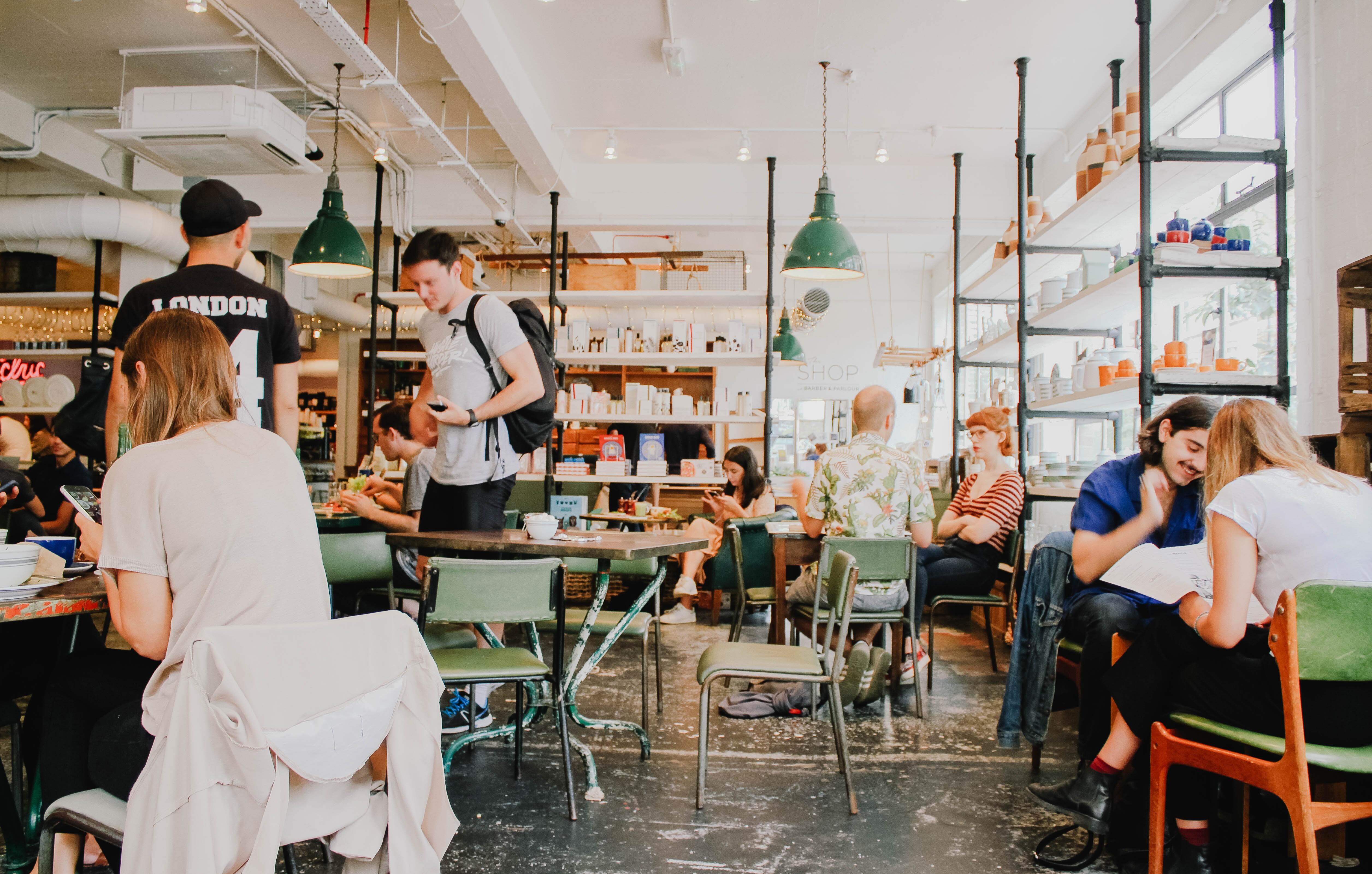 cafe with people sitting at tables